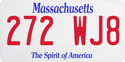 MA license plate 272WJ8