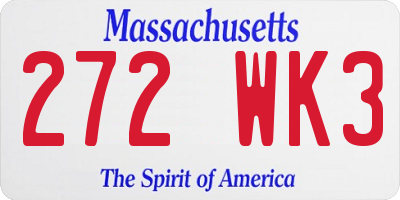 MA license plate 272WK3