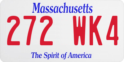 MA license plate 272WK4