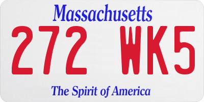 MA license plate 272WK5