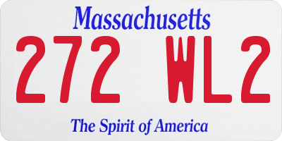 MA license plate 272WL2