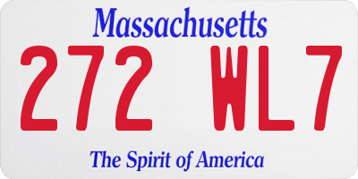 MA license plate 272WL7