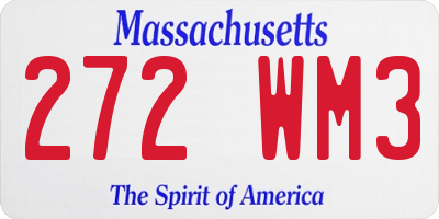 MA license plate 272WM3