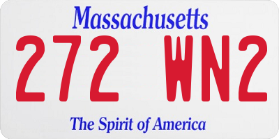 MA license plate 272WN2