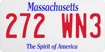 MA license plate 272WN3