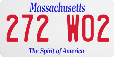 MA license plate 272WO2