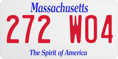 MA license plate 272WO4