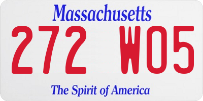 MA license plate 272WO5