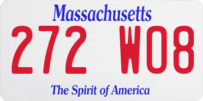 MA license plate 272WO8