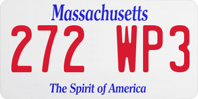 MA license plate 272WP3