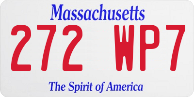 MA license plate 272WP7