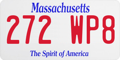 MA license plate 272WP8