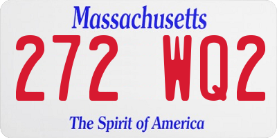 MA license plate 272WQ2