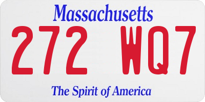 MA license plate 272WQ7