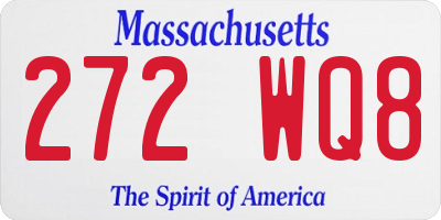 MA license plate 272WQ8
