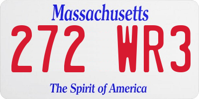 MA license plate 272WR3