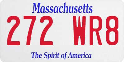 MA license plate 272WR8