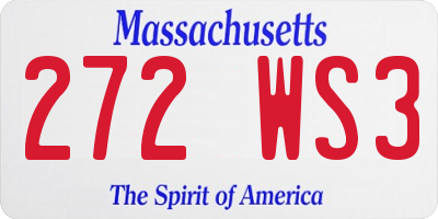 MA license plate 272WS3