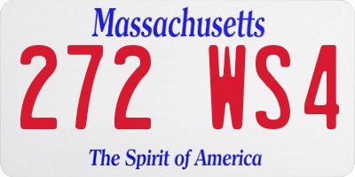 MA license plate 272WS4