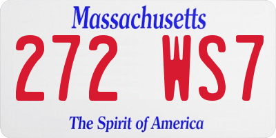 MA license plate 272WS7