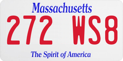 MA license plate 272WS8