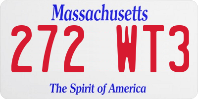 MA license plate 272WT3