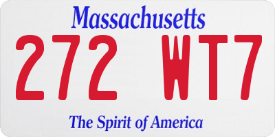 MA license plate 272WT7
