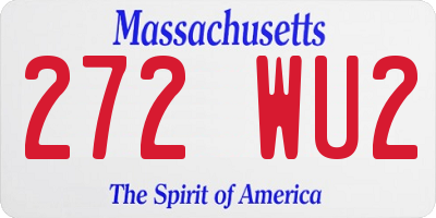 MA license plate 272WU2