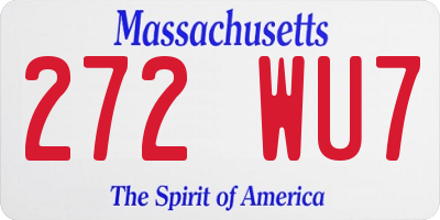 MA license plate 272WU7