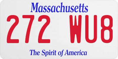 MA license plate 272WU8