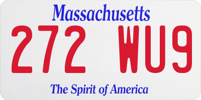 MA license plate 272WU9