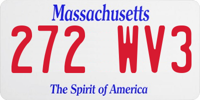 MA license plate 272WV3