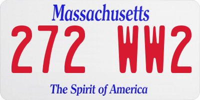 MA license plate 272WW2