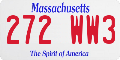 MA license plate 272WW3
