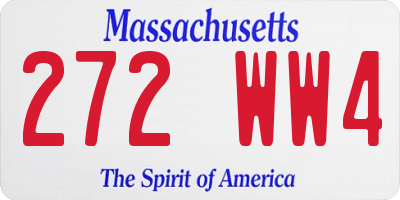 MA license plate 272WW4