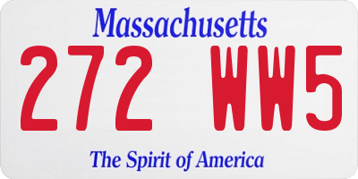 MA license plate 272WW5