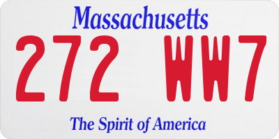 MA license plate 272WW7