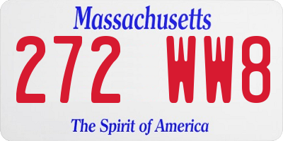 MA license plate 272WW8