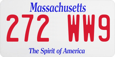 MA license plate 272WW9