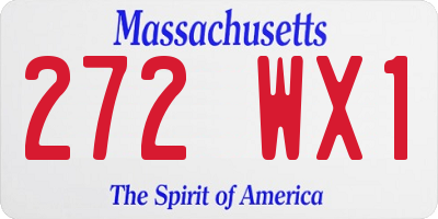 MA license plate 272WX1