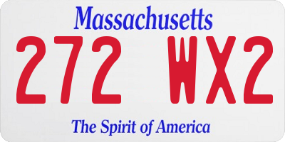 MA license plate 272WX2