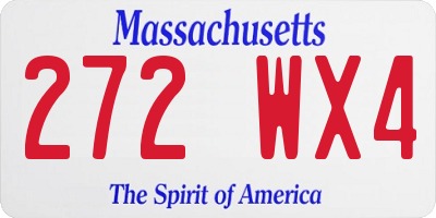 MA license plate 272WX4