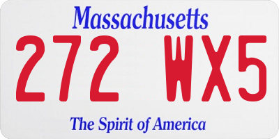 MA license plate 272WX5