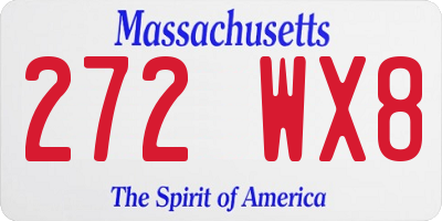 MA license plate 272WX8