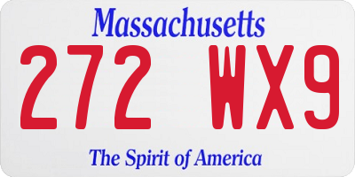MA license plate 272WX9