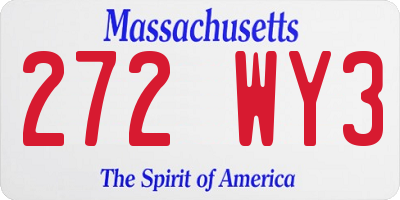 MA license plate 272WY3