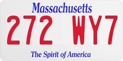 MA license plate 272WY7