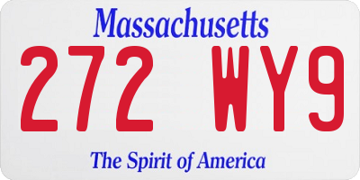 MA license plate 272WY9