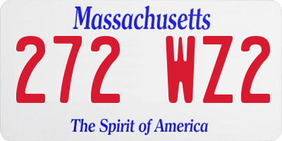 MA license plate 272WZ2