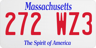 MA license plate 272WZ3